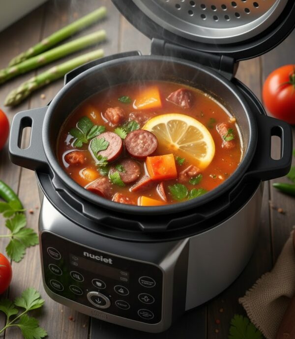 Солянка с колбасой в мультиварке