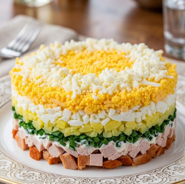 Салат «Невеста»с копчёной курицей