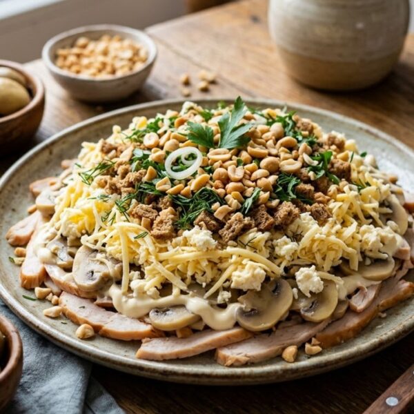 Салат «Искушение» с сыром и грибами
