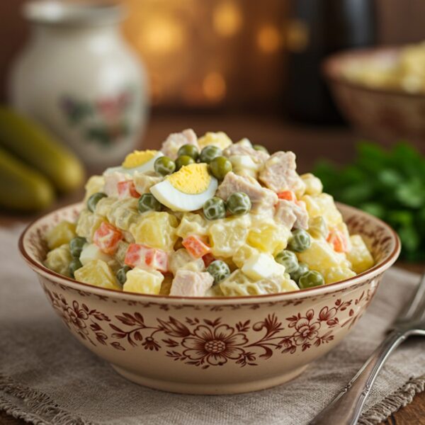 Салат оливье с курицей