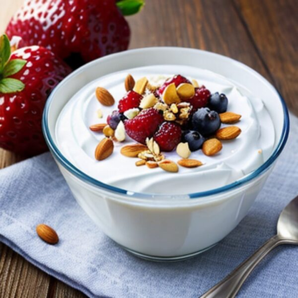 Греческий йогурт с ягодами и орехами