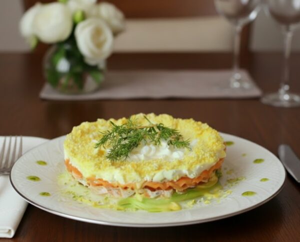 «Мимоза» из тунца и салата Айсберг