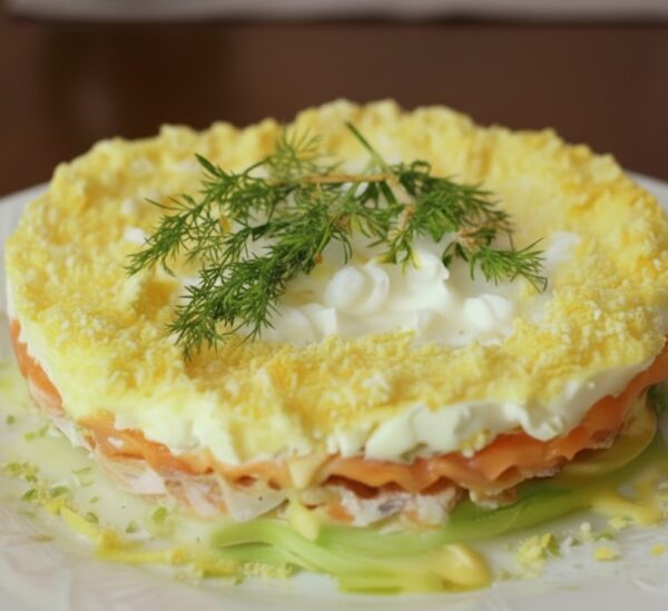 «Мимоза» из тунца и салата Айсберг