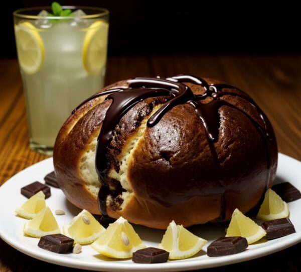 Козунак с темным шоколадом и лимонадом