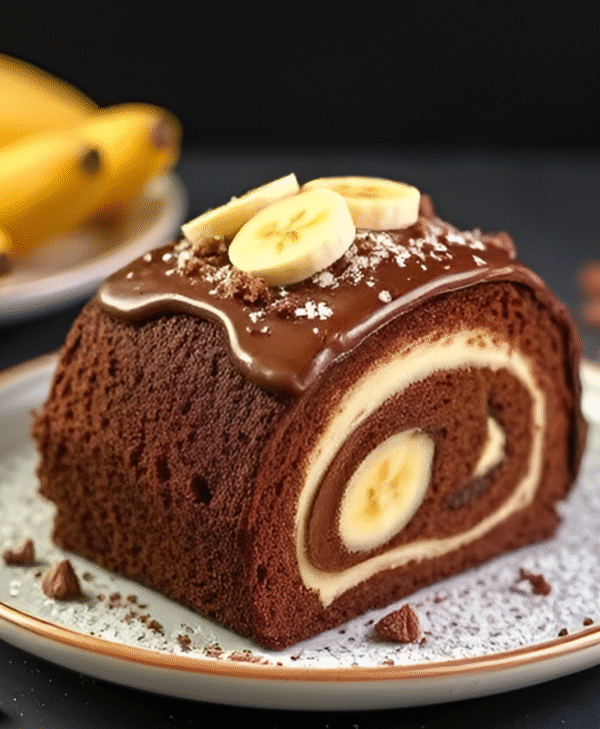 Шоколадный рулет с бананами