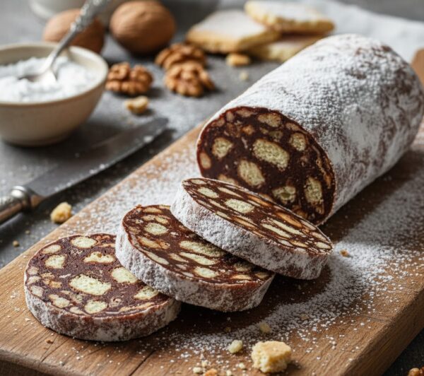 Десерт Салями с грецкими орехами