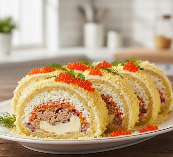 Салат-рулет «Мимоза» с тунцом