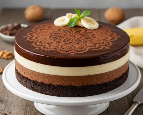 Бананово-шоколадный муссовый торт «Зебра»