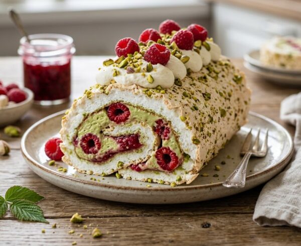 Фисташковый меренговый рулет