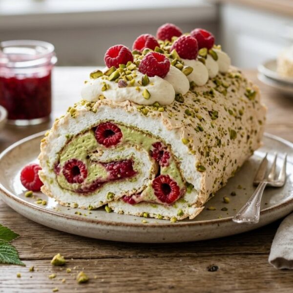 Фисташковый меренговый рулет