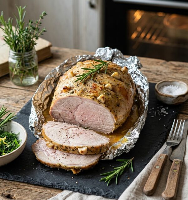 Сочный свиной окорок в травах